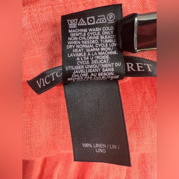 Victoria's Secret 100% Linen Coral Button-Up Romper - Size 14 - Picture 4 of 6